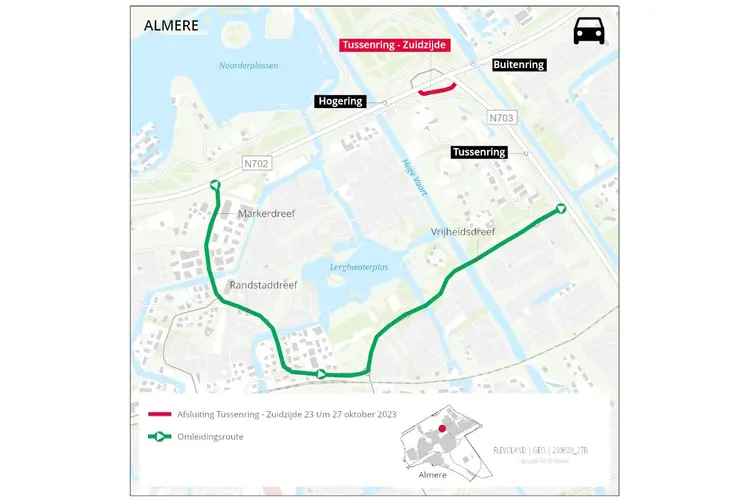 Wegwerkzaamheden aansluiting Tussenring en kruispunten Hogering en Buitenring N702 in Almere